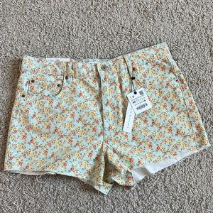 Zara floral denim shorts